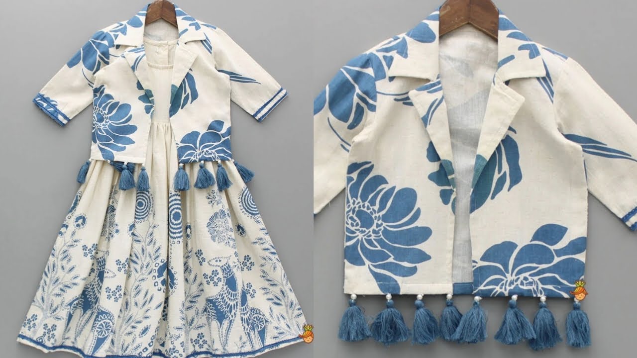 Beautiful Baby Frock With Coat Collar Jacket Cutting and Stitching/Very Easy Baby Dress