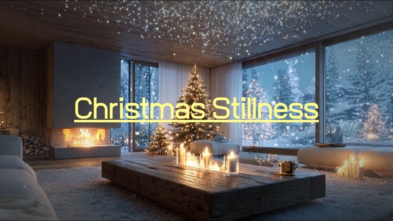 Cozy Christmas Fireplace with Snowfall | Warm Ambient Music for Relaxation & Sleep