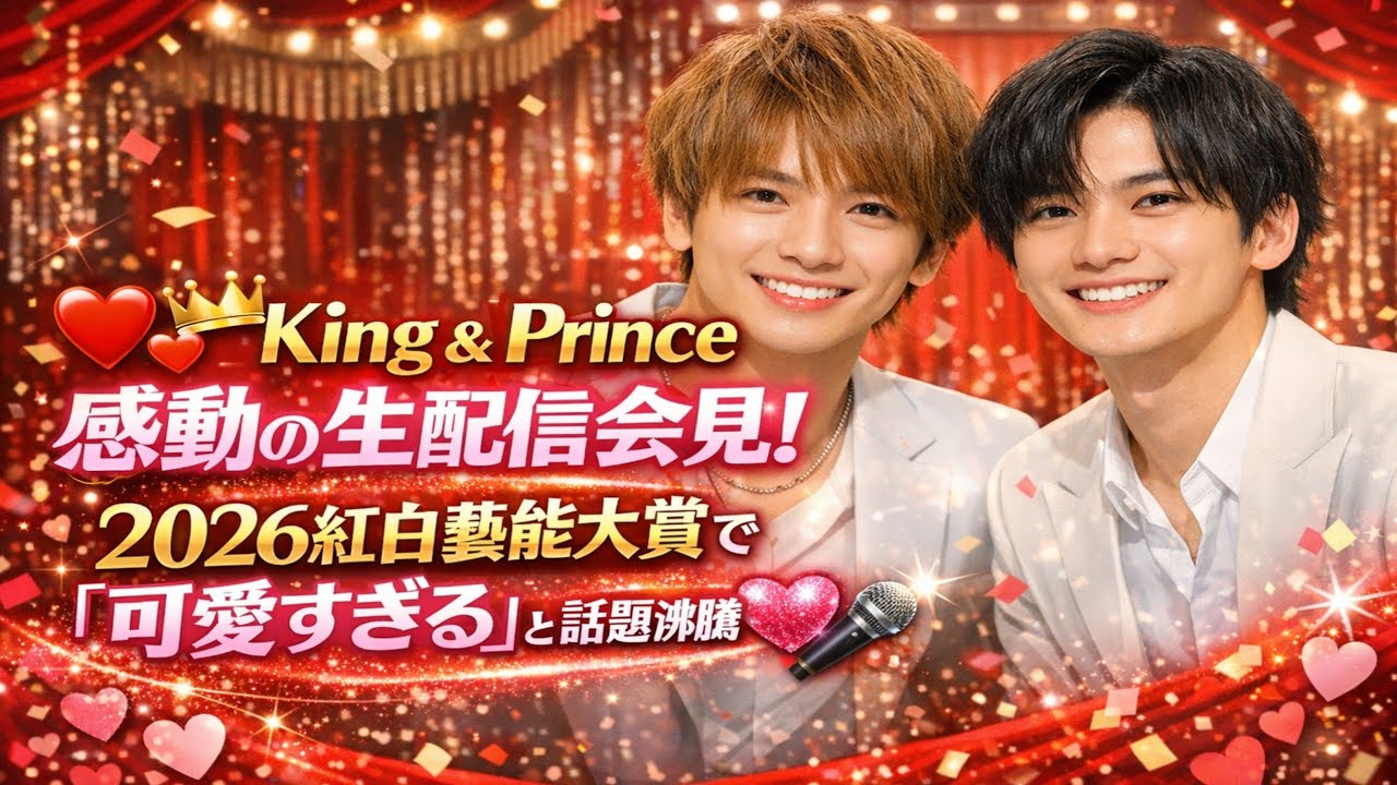 ❤️👑 King & Prince 感動の生配信会見！2026紅白藝能大賞で「可愛すぎる」と話題沸騰 ❤️🎤 #KingandPrince #紅白藝能大賞2026 #芸能ニュース