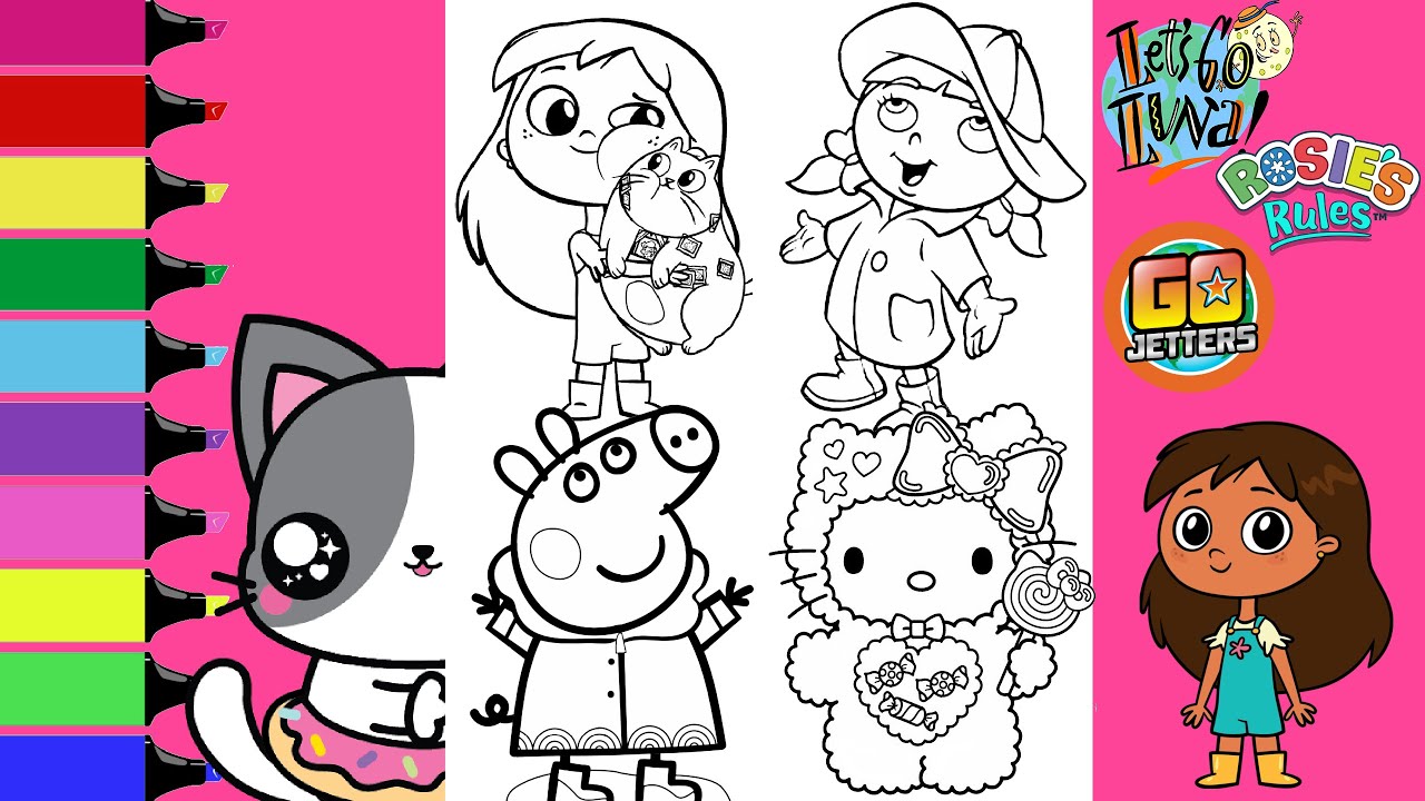 Mega Coloring Book Compilation Peppa Pig Little Einsteins Go Jetters Care Bears Super Why