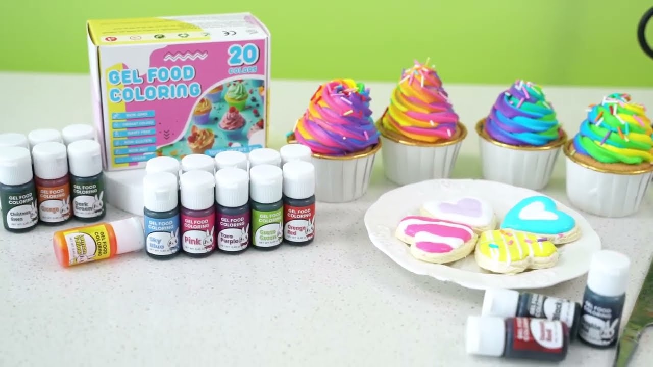 Unlock New Colors in Baking: Gel Food Coloring Creates Custom Rainbow Cupcakes and Frosted Cookies 💖
