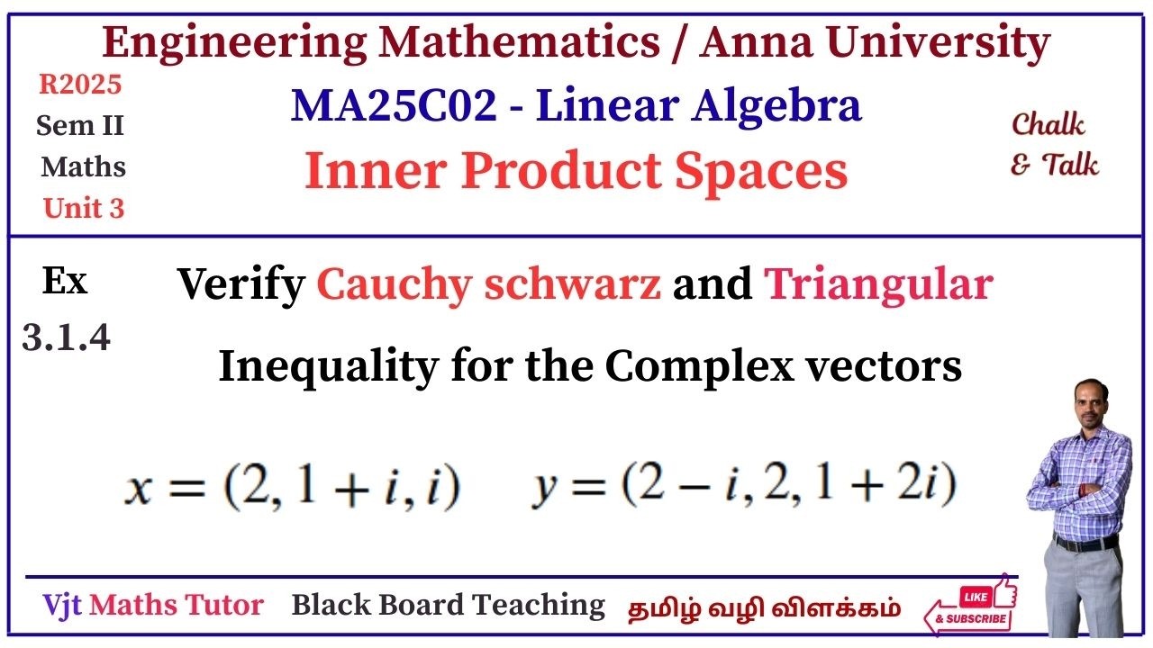 Verify schwarz | Triangular inequality | Inner Product Space | MA25C02 | Linear Algebra | Example 4