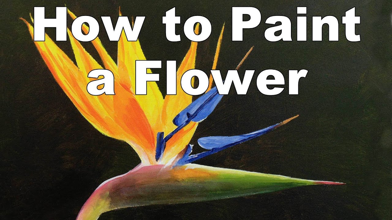 how to paint flowers strelitzia bird of paradise in acrylic time lapse painting lessons