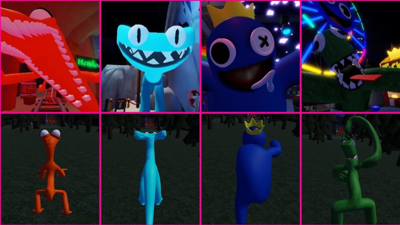 Rainbow Friends Chapter 2 VS Chapter 2 Ending | Top 4 Monster Jumpscare | (Accurate Roleplay Roblox)