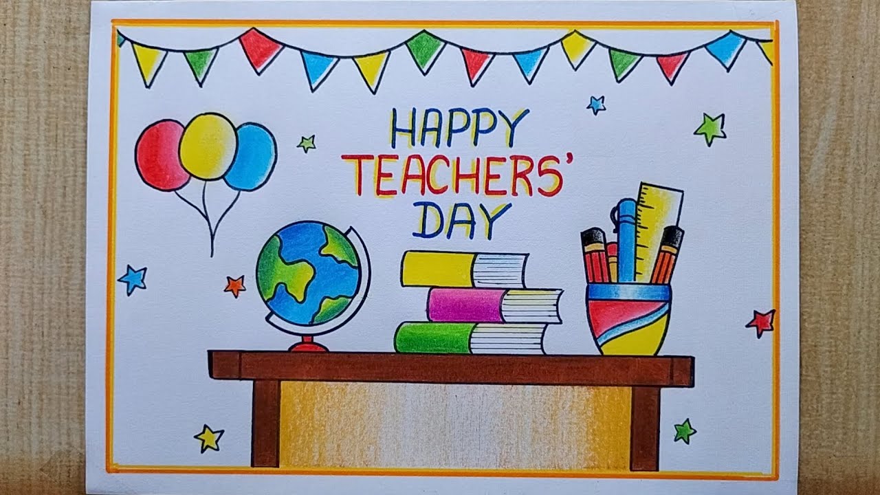 Very easy Teachers day drawing| Teachers' Day Poster drawing| Teachers day Beautiful 😍 Card drawing