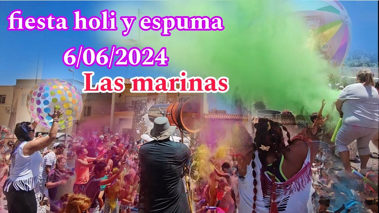fiesta holi espuma tobogán gigante en las fiestas las marinas 2024