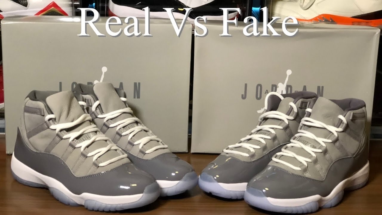 Air Jordan 11 Cool Grey 2021 Real Vs Fake Review. Black light and weight comparisons.