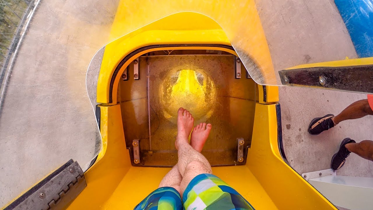 Typhoon Texas Houston - The Bull Chute | Extreme Trapdoor Water Slide POV