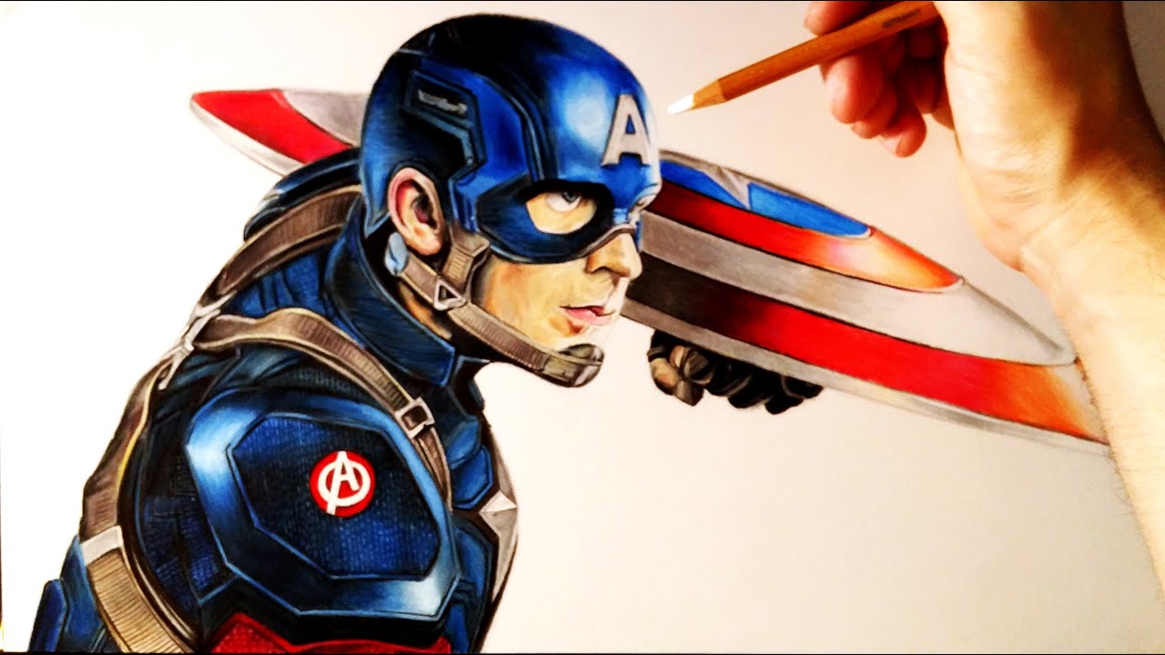 Cómo Dibujar a Capitán América Realista con lápices de colores | How to draw Captain America