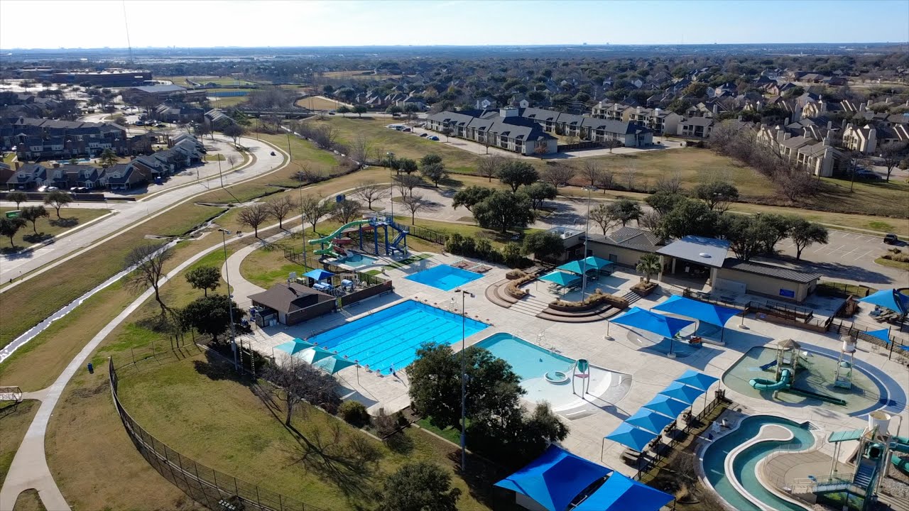 Drone flight over Rosemeade Rainforest Aquatic Complex (Pool & Park) with DJI mini 4k.