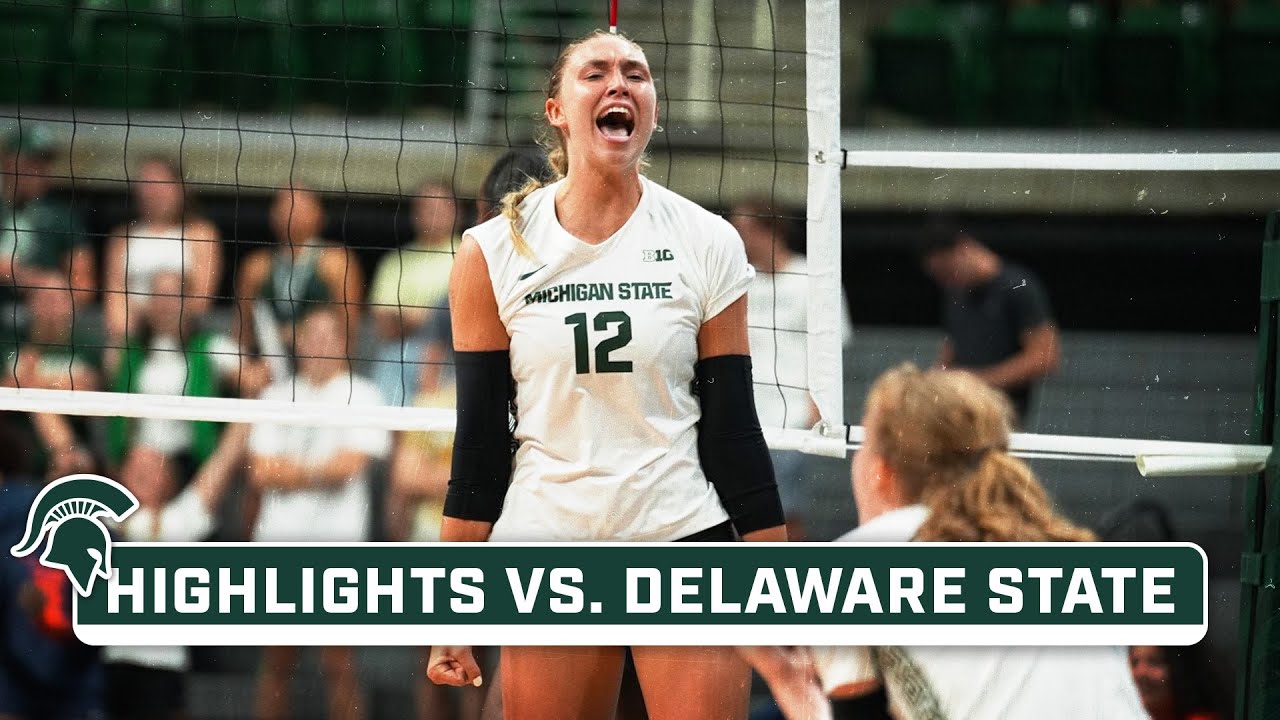 Delaware State at Michigan State | Highlights | Big Ten Volleyball | Sept. 3, 2023