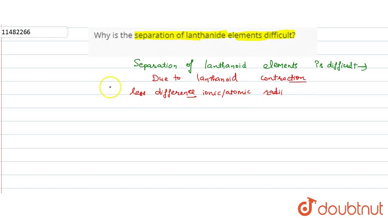 Why is the separation of lanthanide elements difficult?
