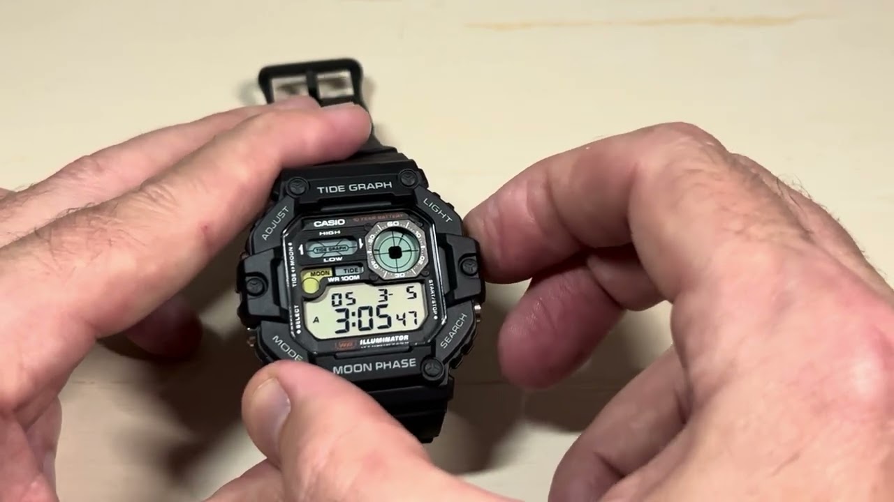 Часы Casio Tide Moon Illuminator (WS1700H) | Как установить время и дату