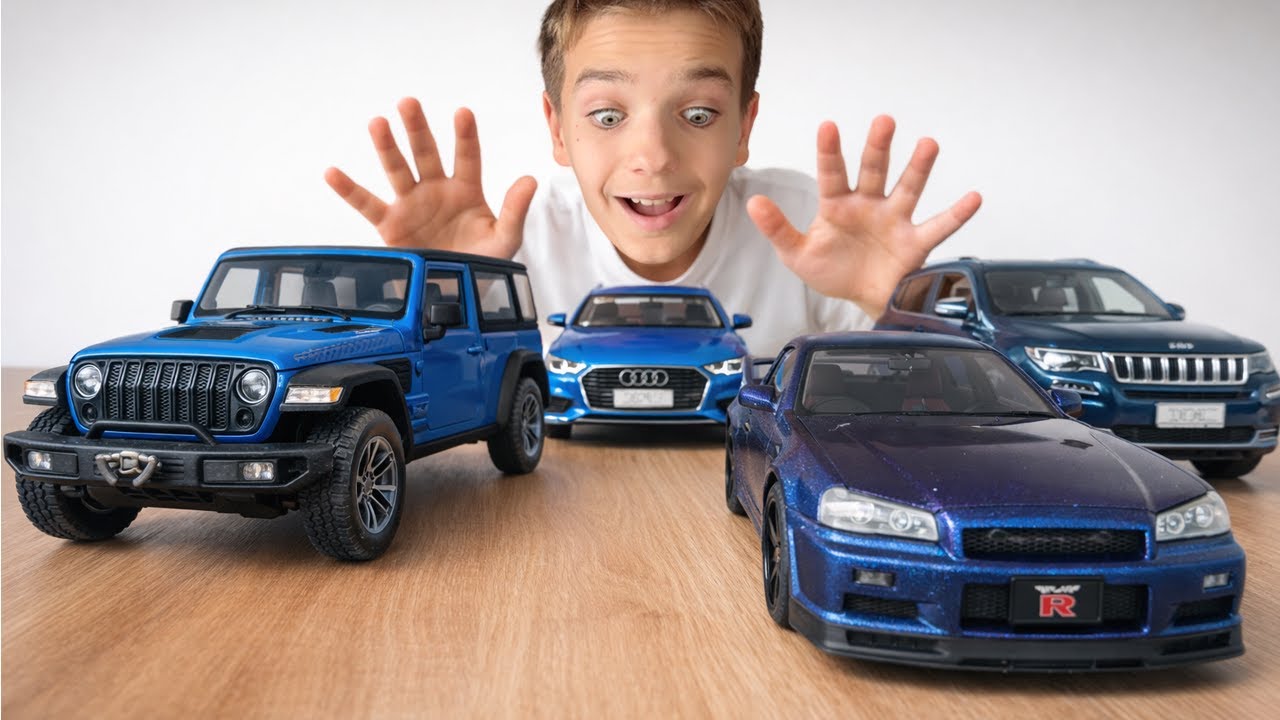 Mark Production collection of blue 1:18 scale cars