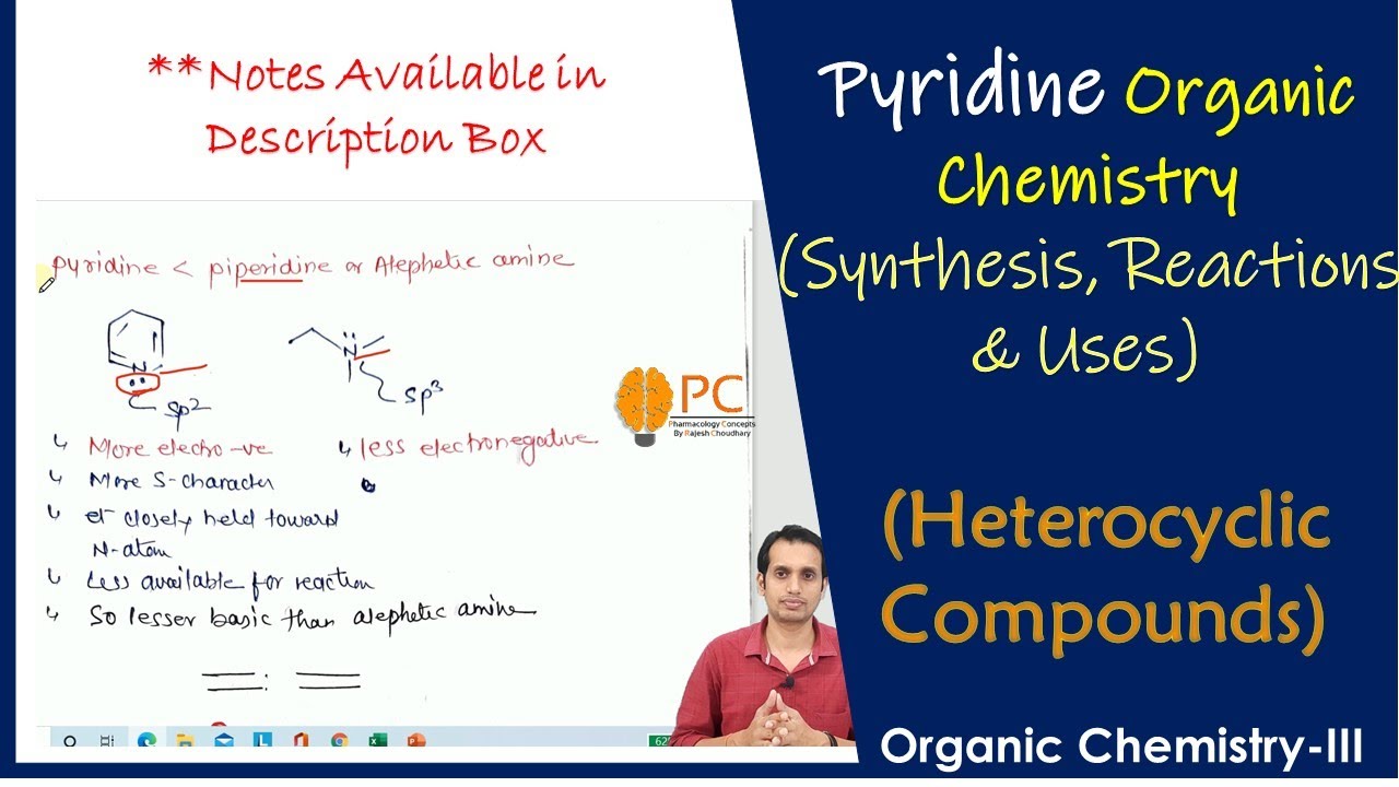 Pyridine Organic Chemistry: Synthesis, Chemical Reactions and Medical Uses | Heterocyclic compounds