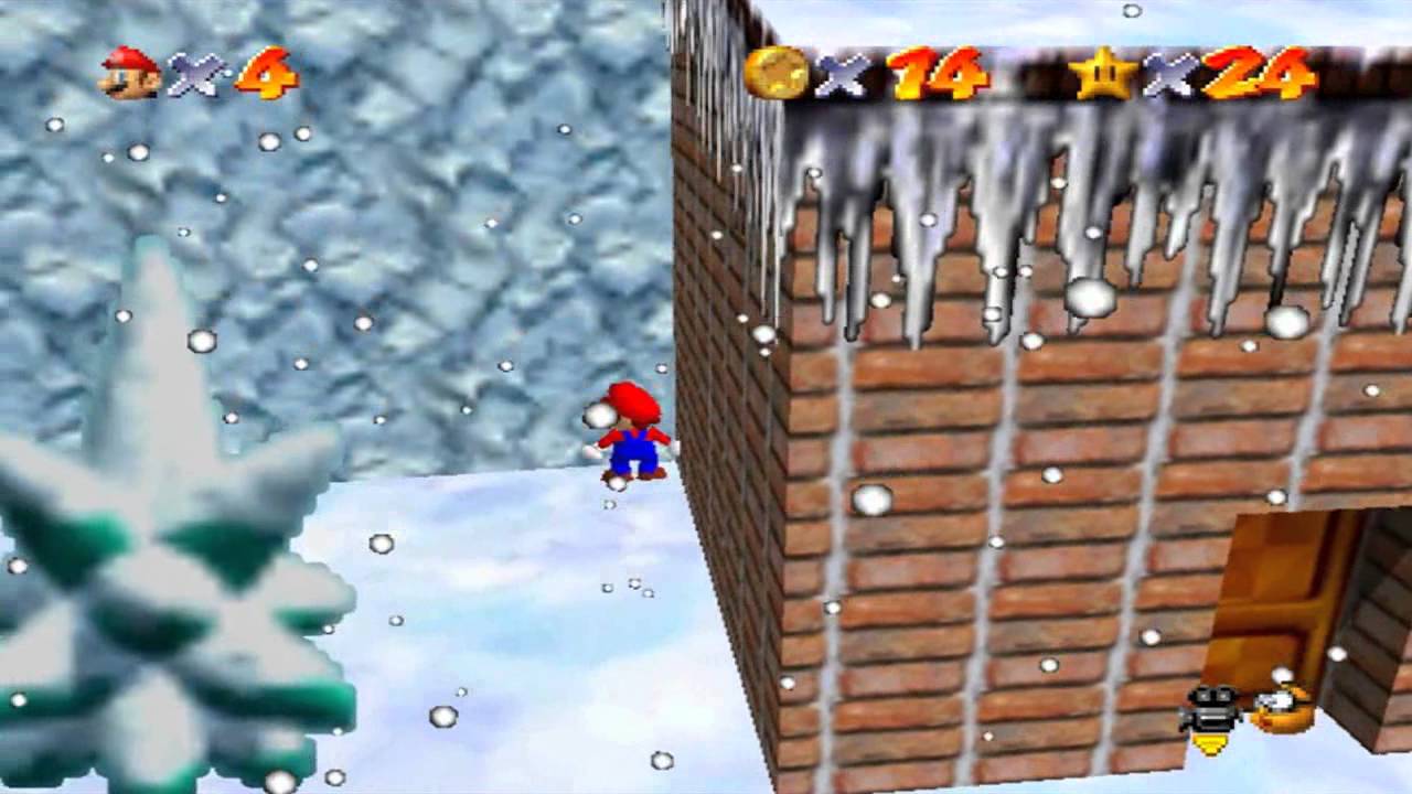 Super Mario 64 - Montagne Gla-Gla - Etoile 4 : Huit pièces rouges givrées