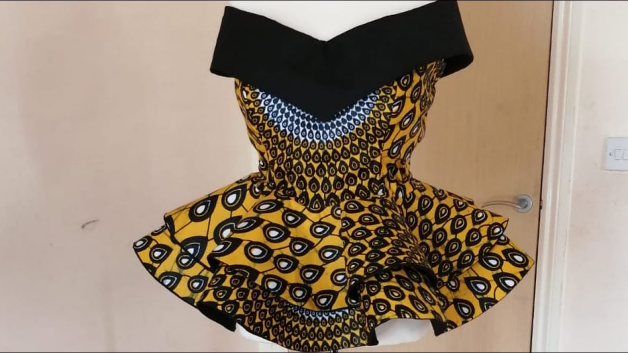 How to Make Off Shoulders V Neck Cape Blouse with 720 Degree Layered Peplum