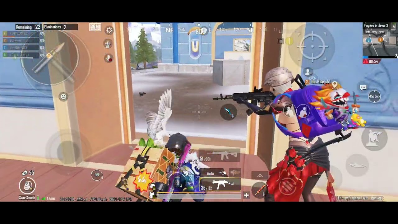 1 vs 3 #bgmi 