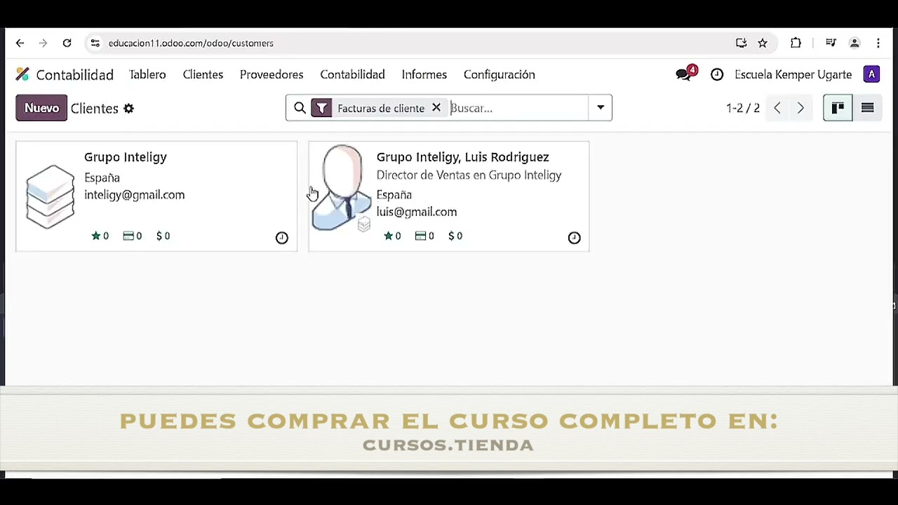 Odoo - Tema 26 Contabilidad, facturación, crear clientes y productos