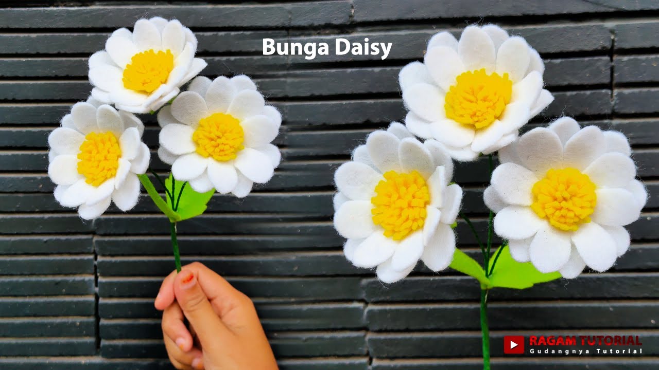 DIY Bunga Daisy dari Kain Flanel - How to Make a Flannel Daisy Flower