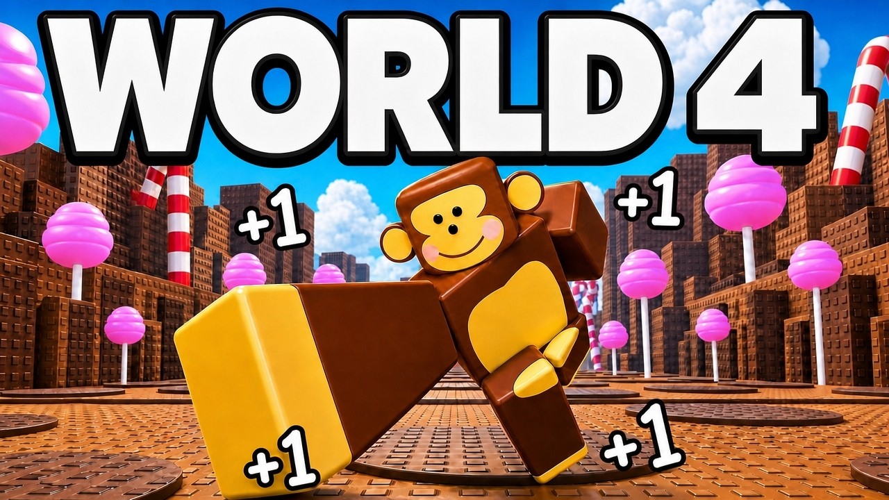 Beating NEW WORLD 4 STAGES in +1 Speed Monkey Escape! (Roblox)