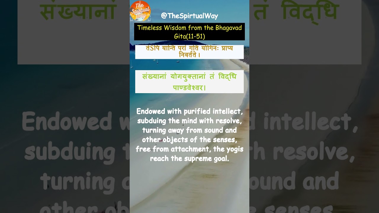 Timeless Wisdom from the Bhagavad Gita  #BhagavadGita   #PurifiedIntellect #Yogis #Suprem