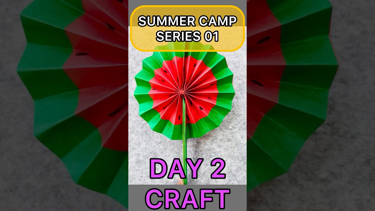 DAY 2 SUMMER CAMP 🏕️! CRAFT! DIY PAPER FAN! #summercamp #shorts @KnockTheIdea