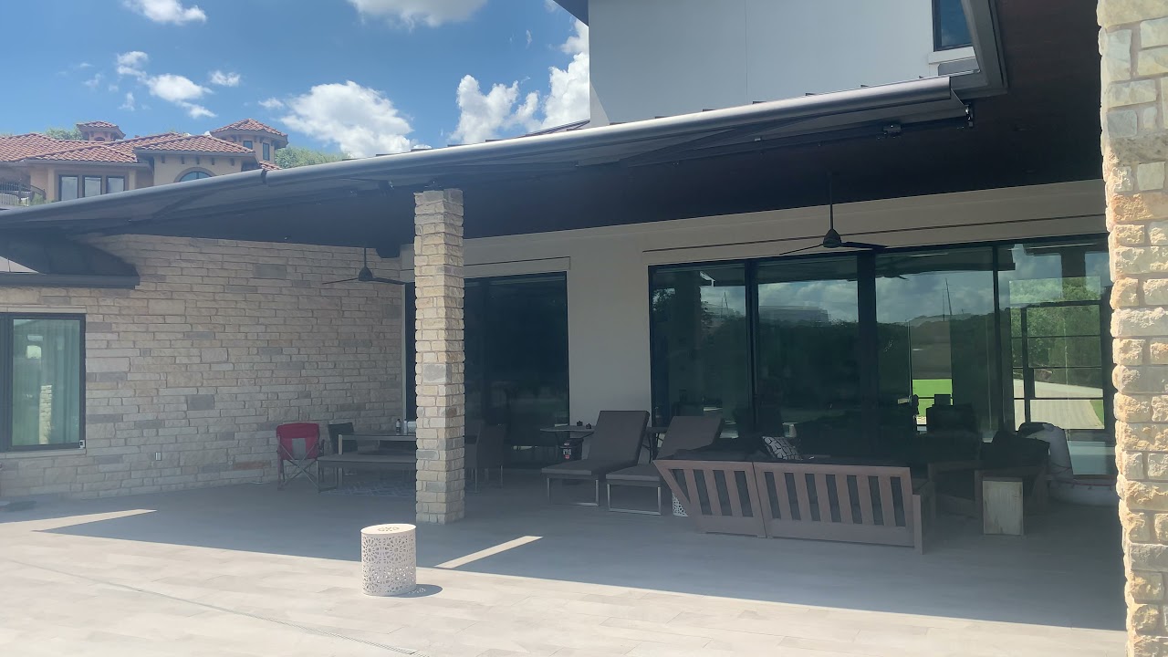 Double Motorized Retractable Awning Installation with Modern Design