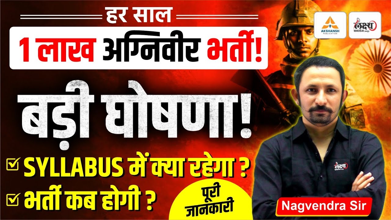 Agniveer New vacancy 2026: 1 लाख पदों पर बड़ी भर्ती | Agniveer Syllabus,Selection Process,Eligibility