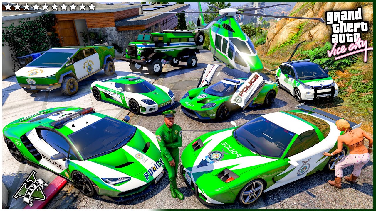 GTA V - Stealing VICE CITY Police Cars with Franklin for Tracey | (Real Life Cars #99)
