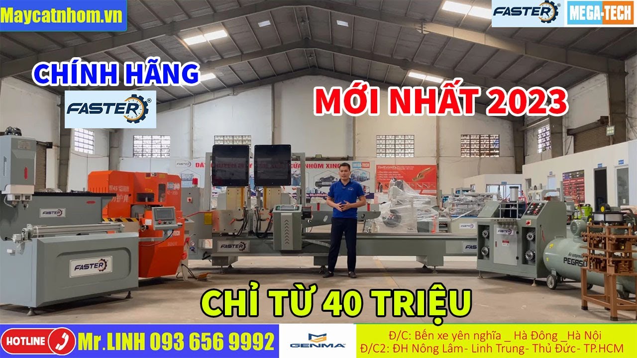 Máy cắt nhôm 2 đầu chỉ từ 40 triệu | dàn máy nhôm xingfa 2023