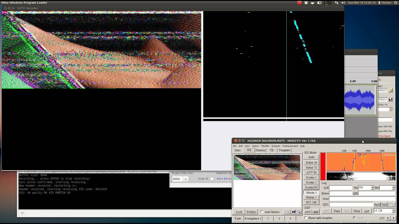SSTV demodulation/decoding, slant correction tutorial example