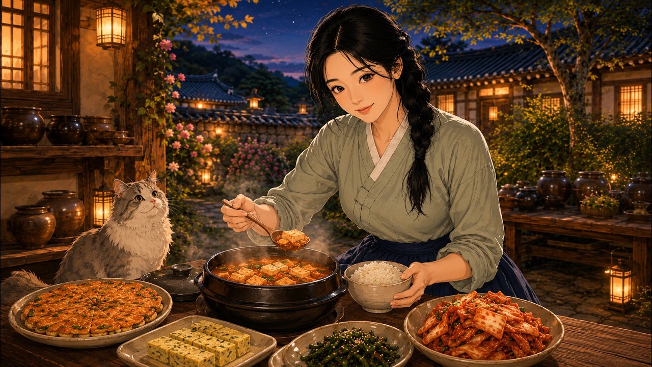 A Peaceful Korean Kimchi Day in a Hanok Garden | Ghibli-Inspired Cooking ASMR | Slow Living