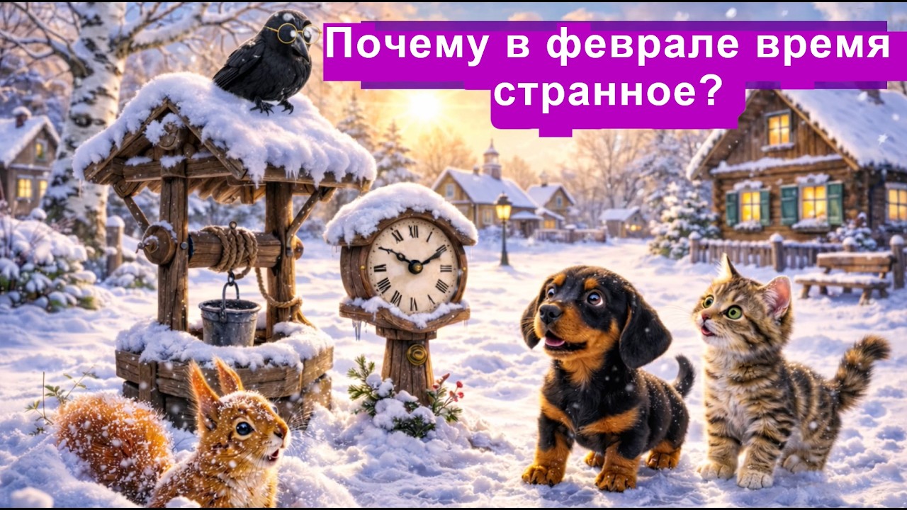 Почему в феврале время идёт странно | Дружок и Васечка #30 + считалка,песня,раскраска #кот #cat #dog