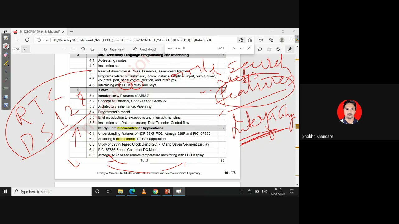 Prof. Shobhit K. Khandare | Lecture-36 | Microcontrollers | EXTC | Sem IV