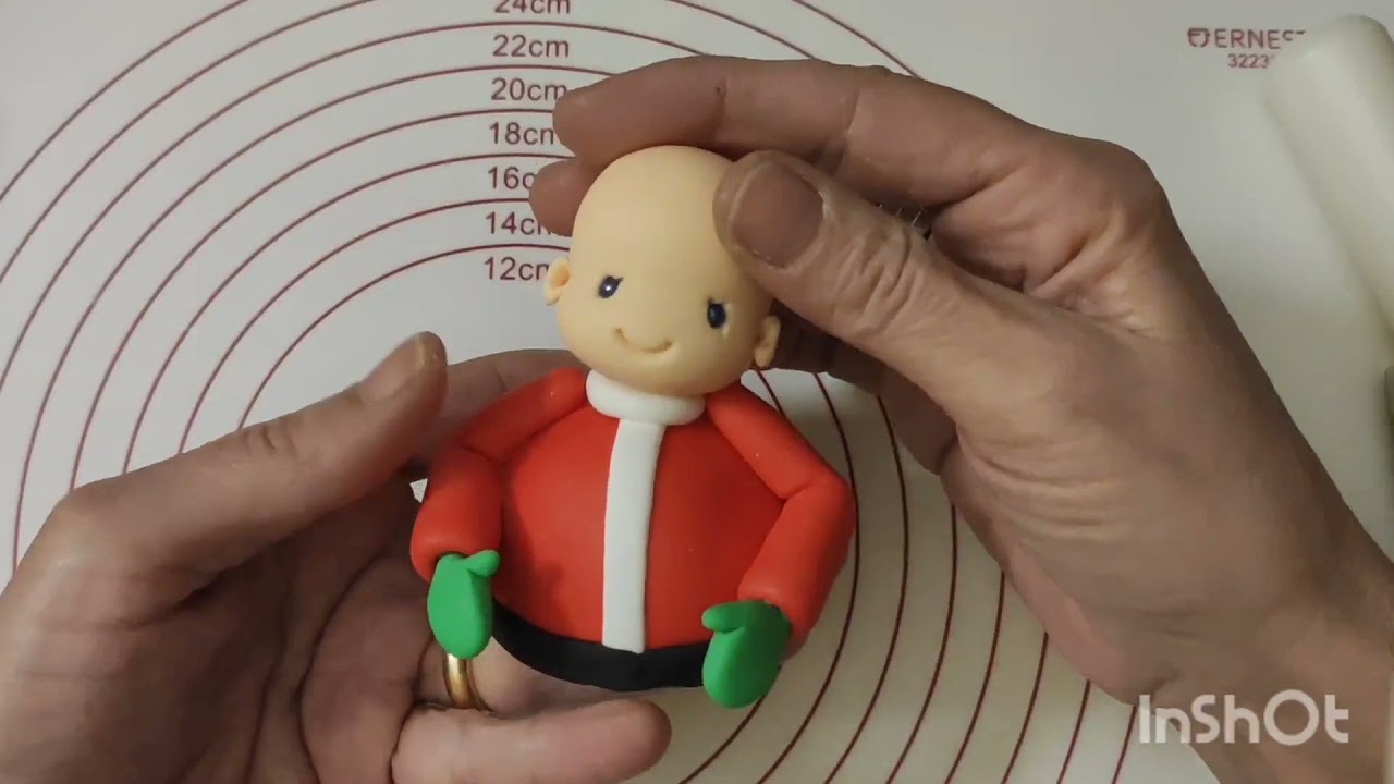 Vasetto Babbo Natale in pasta di mais  - Più tecnica flock