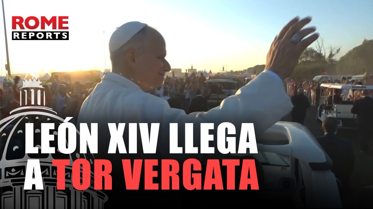 (SOLO VÍDEO): El Papa León XIV llega a Tor Vergata, así le han recibido