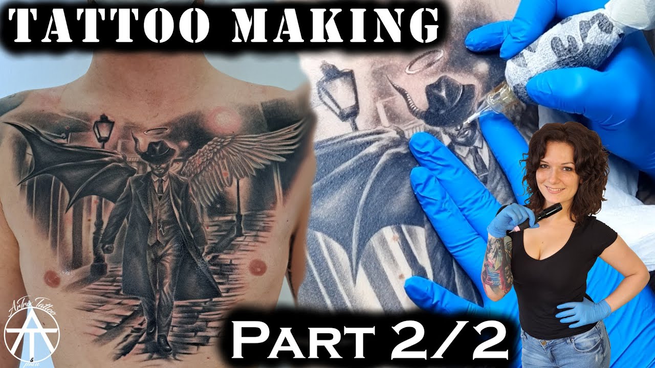 Tattoo Making Process - Devil and Angel (Part 2) - Time lapse
