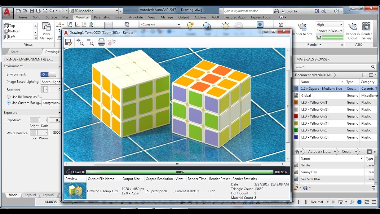 3D Modeling - Rubiks Cube Tutorial - AutoCAD 2017