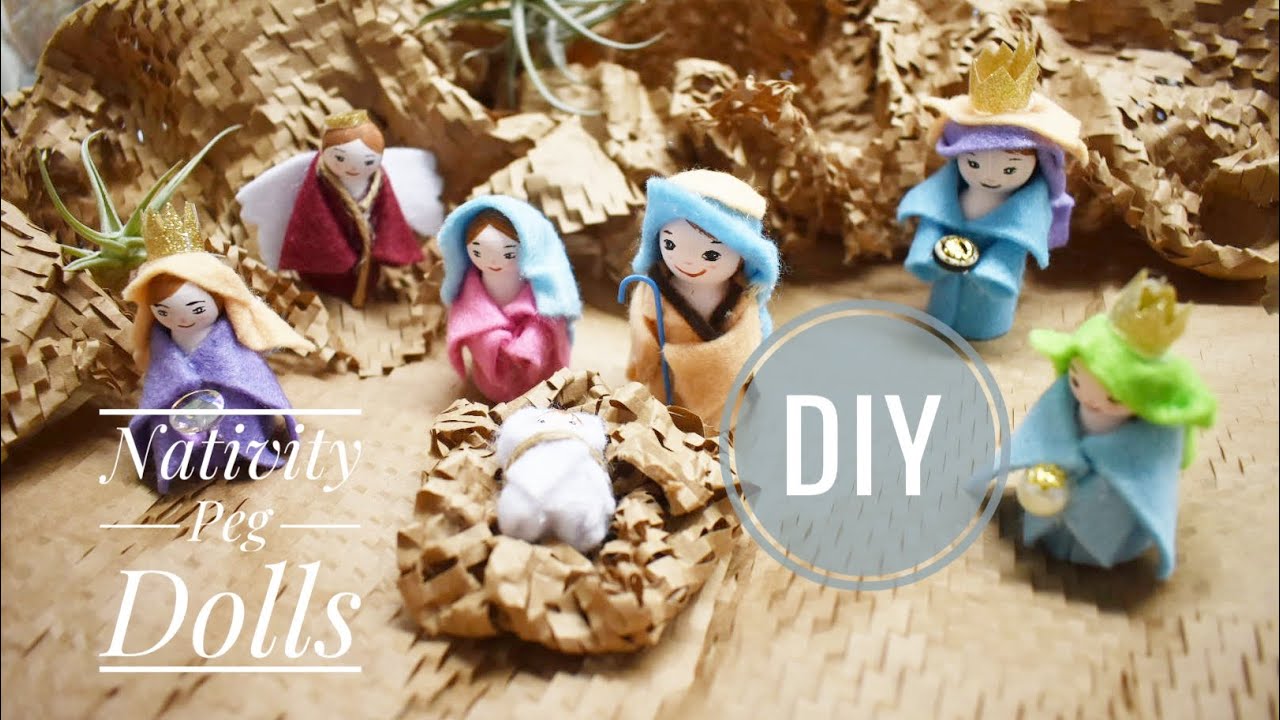 🐝DIY|Making Nativity set Peg Dolls|Tự l&agrave;m bộ Ch&uacute;a H&agrave;i Đồng bằng gỗ