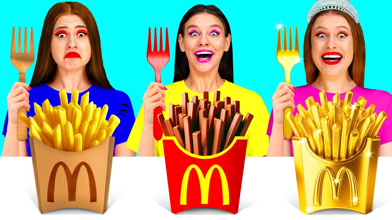 ريتش مقابل بروك مقابل تحدي غيغا للأغذية الغنية | المأجورون الغذاء مضحك Happy Fun