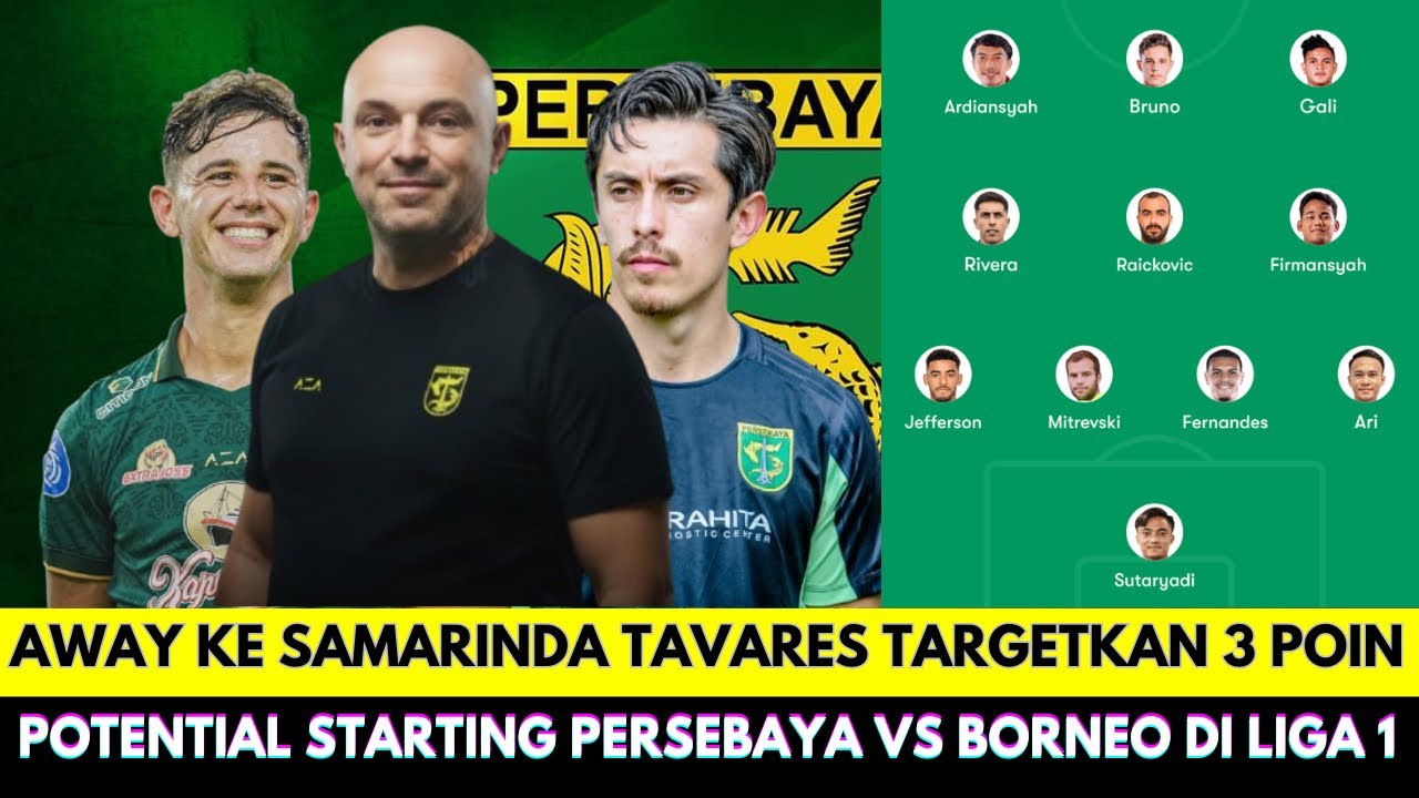 Away ke Samarinda Tavares Targetkan 3 Poin Penuh❗Potential Starting XI Persebaya vs Borneo di Liga 1