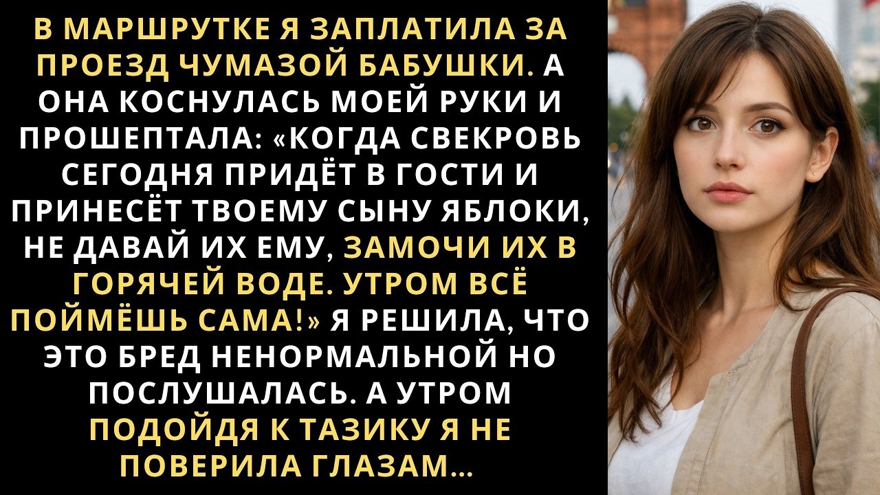 В маршрутке я заплатила за проезд чумазой бабушки. А она коснулась моей руки и прошептала