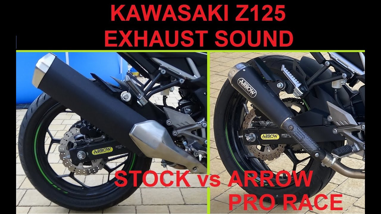 KAWASAKI Z125/NINJA 125 EXHAUST SOUND STOCK vs ARROW PRO RACE