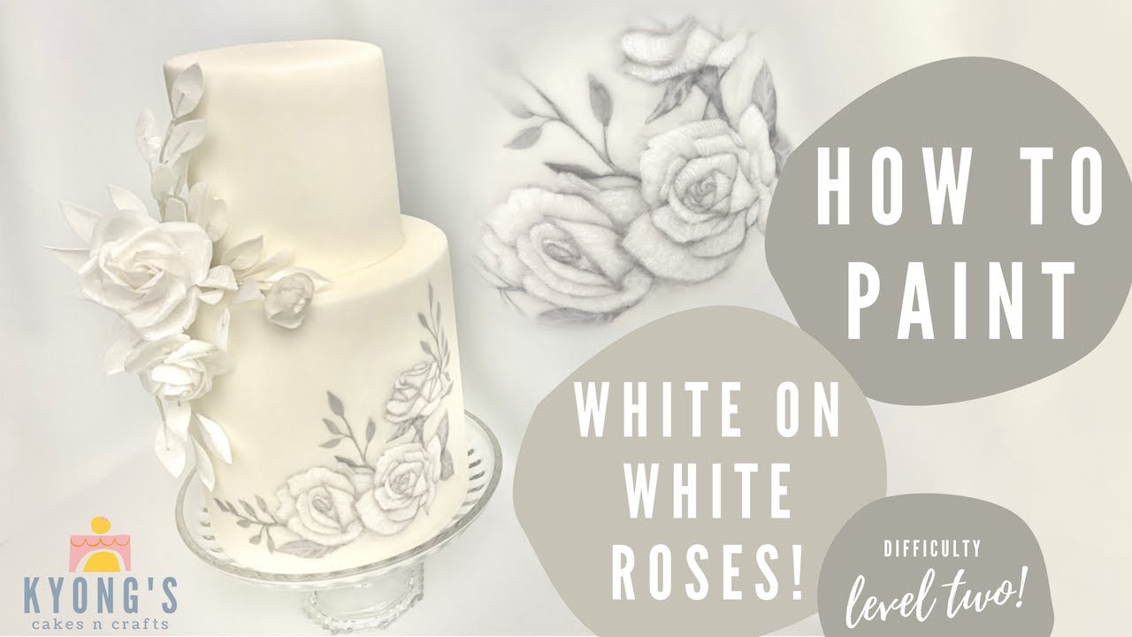 How to Paint White on White Roses on Cake