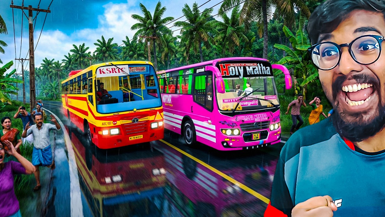 FULL POWER CHALLENGE! KSRTC BUS DRIVER VS PRIVATE BUS DRIVER - WAYANAD RAIN RACE! 🚌💨 | ETS 2 Kerala