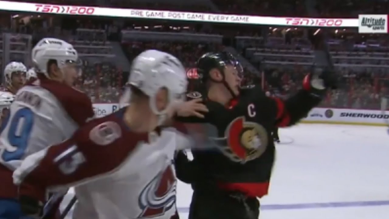Nathan MacKinnon Gives Brady Tkachuk A Facewash From The Bench