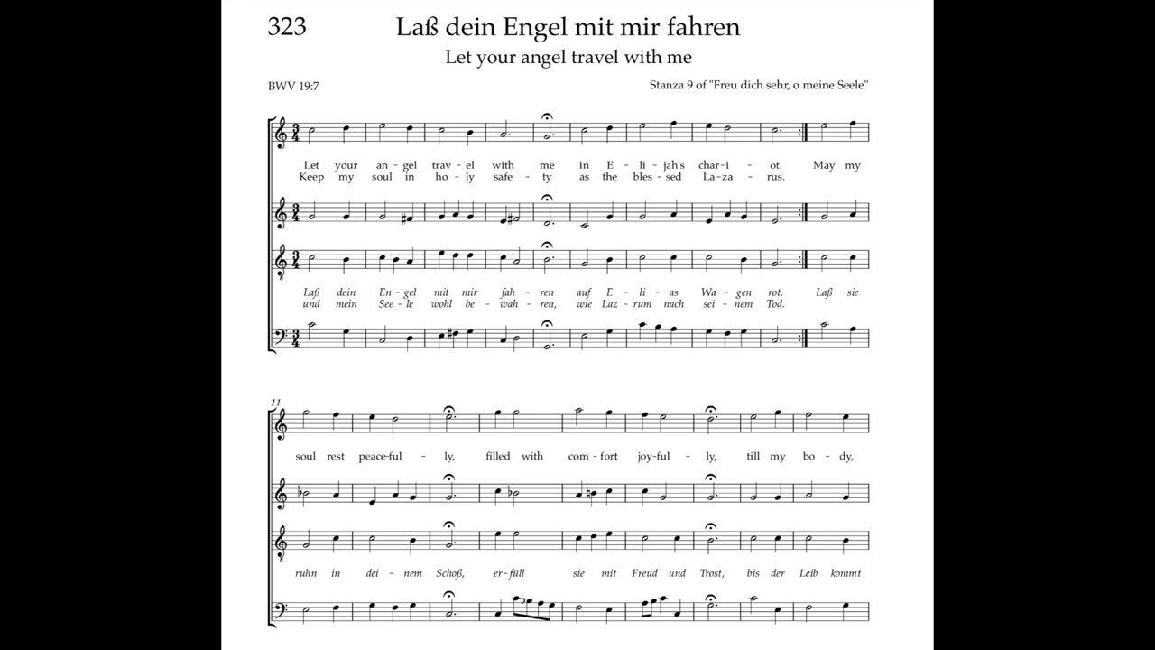 Bach Hymnbook 323 (BWV 19:7) Laß dein Engel mit mir fahren