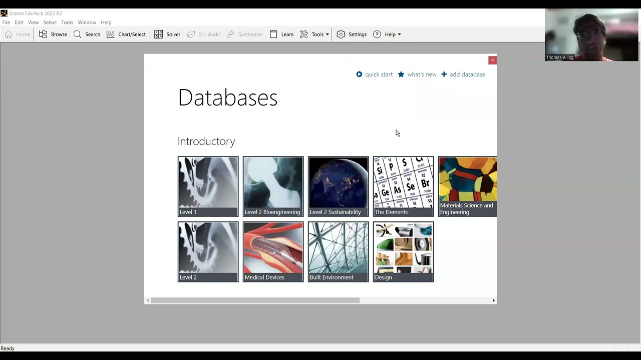 Tutorial of Granta CES EduPack software and database for materials selection and design
