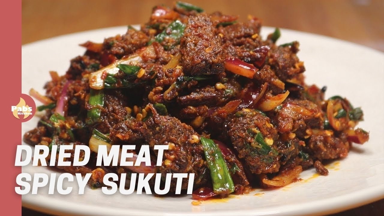 🇳🇵 Savory Secrets: Spicy 🌶️ Sadeko Sukuti - Nepali Dried Meat 🥩 Pickle Recipe! - Pabs Kitchen